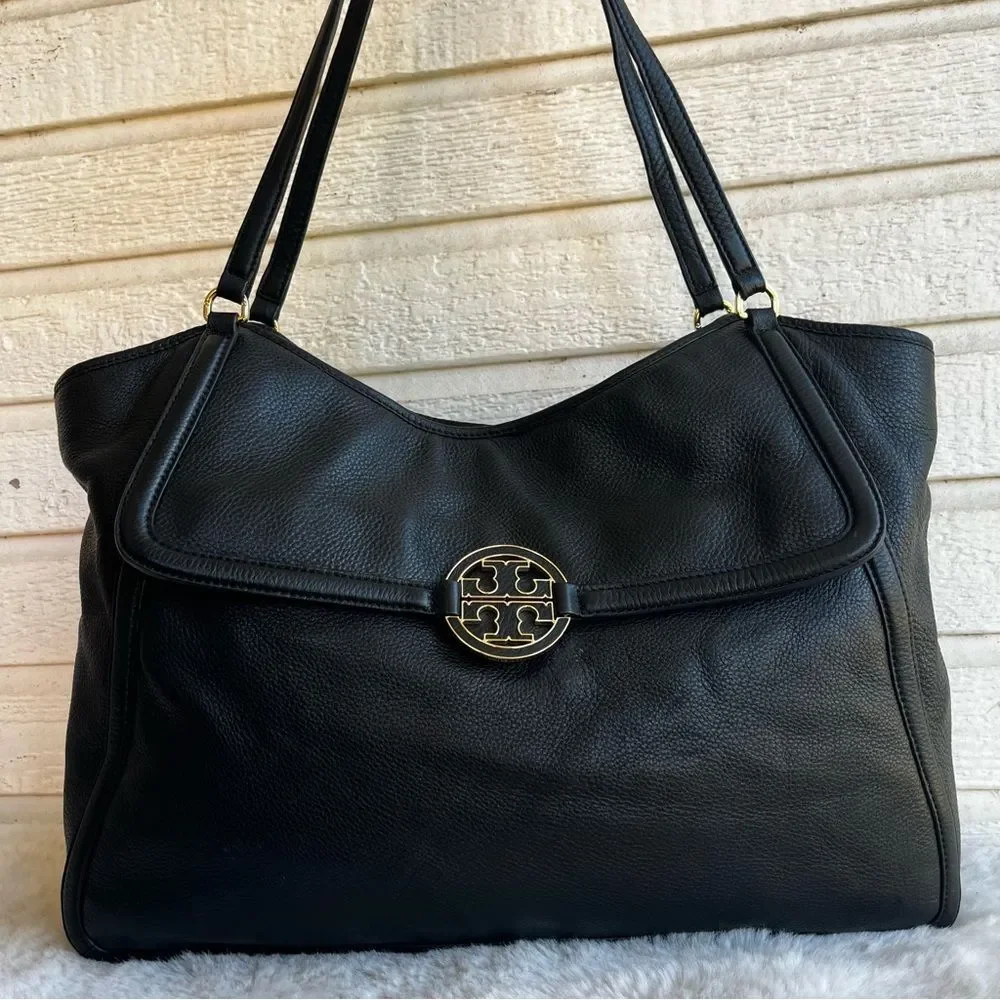 TORY BURCH Black XL Amanda Marion Travel JUMBO Fleming Emerson Tote Shoulder Bag